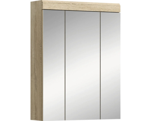 Xonox.home Armoire de toilette Lambada 60 x 18 x 79 cm chêne clair 3 portes Armoire de toilette à trois portes pour la salle de bain
