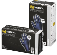 Deux paquets de gants jetables confortables en nitrile bleu Gebol, 100 pièces