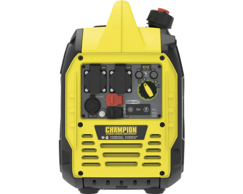 Vue arrière du générateur Champion avec prises et commandes.