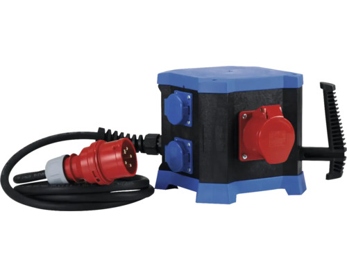 HEDI Steckdosenverteiler Drehstrom 16 A, 4x Steckdosen 250V + 2x CEE Steckdosen 5x16A 400V, Anschlussstecker CEE 5x16A, 2,5 m Baustellenverteiler mit Starkstromstecker und mehreren Steckdosen