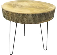 Beistelltisch aus Holz mit Metallbeinen