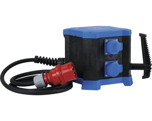 HEDI Stromverteiler Mobiler Steckdosenverteiler mit STATION 400V/16A, Ausführung mit 2,5 m Verteilerwürfel mit Kabel und Stecker für den Baustellenbedarf