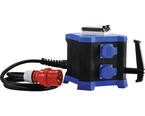 HEDI Mobiler Steckdosenverteiler mit STATION 400V 16A, mit Personenschutzschalter (RCD) 40/0,03A, Ausführung 2,5 m Stromverteiler mit Kabel und Stecker