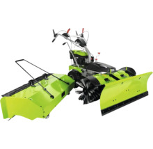 Balayeuse avec lame à neige et bac de ramassage