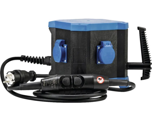 HEDI Steckdosenenverteiler mit Personenschutz PRCD-S 16/0,03A, 4x Steckdosen, 3,15 m Stromverteiler mit Kabel und Stecker