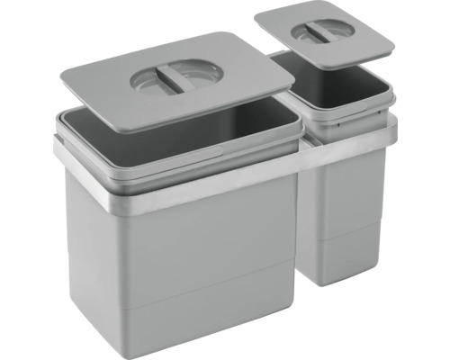 Abfalltrennsystem mit zwei Behältern und Deckeln