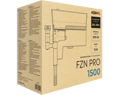 Aquael FZN PRO 1500 Aquariumfilter Verpackung für Aquarien von 200 bis 300 Liter