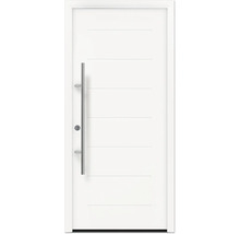 Porte d''entrée blanche avec poignée en acier inoxydable