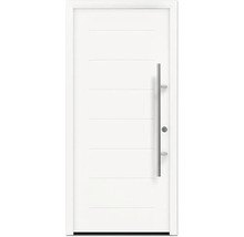 Porte d''entrée blanche avec poignée en acier inoxydable