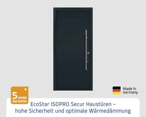 EcoStar ISOPRO Secur Haustür mit Edelstahlgriff und fünf Jahren Garantie