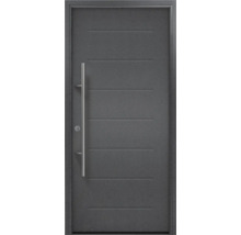 Porte d''entrée avec rainures horizontales et poignée barre