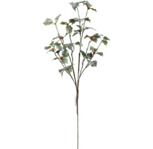 Branche de houx artificielle décorative avec feuilles et baies rouges