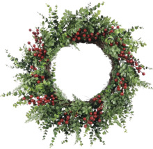 Couronne de porte décorative avec baies et plantes