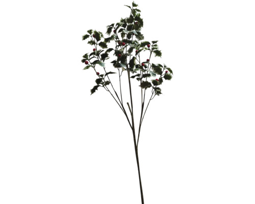 Branche de houx artificielle avec des baies rouges et des feuilles vertes