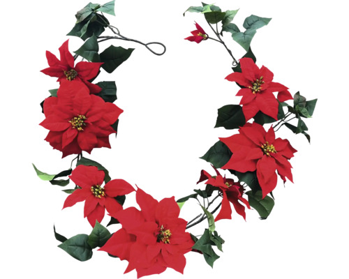 Guirlande de plantes artificielles guirlande de Poinsettia en plastique L 200 cm rouge Guirlande décorative étoile de Noël