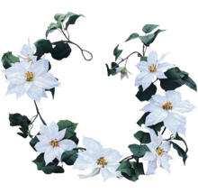 Couronne décorative avec des étoiles de Noël blanches et des feuilles vertes