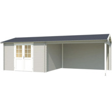 Holzgartenhaus mit Doppeltür und überdachtem Bereich