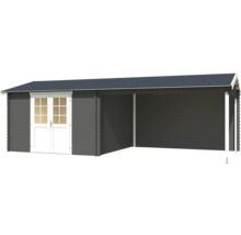 Holzgartenhaus mit Doppeltür und Anbau