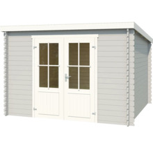 Holzgartenhaus mit Doppeltür und Fenstern