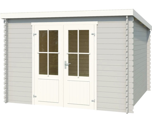 Holzgartenhaus mit Doppeltür und Fenstern