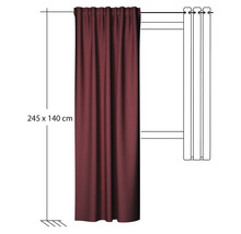 Panneau décoratif bordeaux avec œillets, dimensions 245 x 140 cm