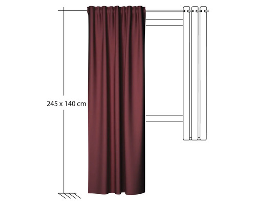 Panneau décoratif bordeaux avec œillets, dimensions 245 x 140 cm