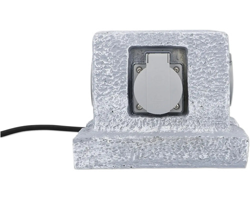 Aussensteckdose aus Kunststein mit Stromkabel