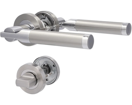 Garniture de poignée de porte en acier inoxydable avec bouton rotatif