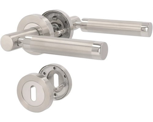 Türgriffgarnitur aus Edelstahl mit Rosetten