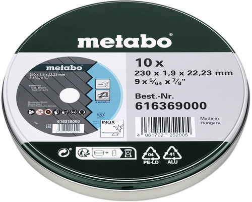 Metabo Trennscheibe im Aufbewahrungsbehälter, 10er-Pack, 230 x 1,9 x 22,23 Millimeter