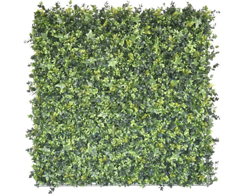 Mur végétal artificiel Tropical 100 x 100 cm Haie artificielle avec différentes feuilles vertes.
