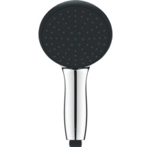 Douchette à main avec surface de douche noire et manche chromé