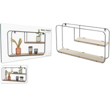Étagère murale avec deux tablettes en bois et métal