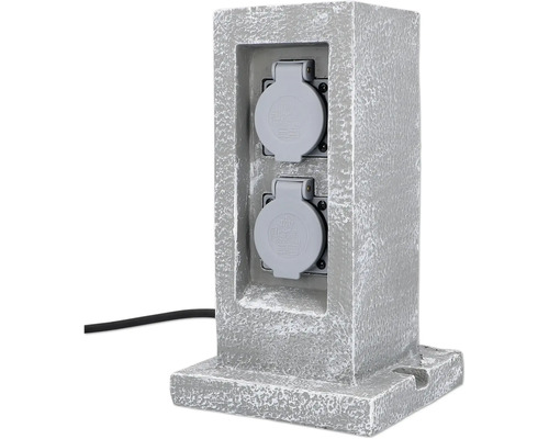 Aussensteckdose im Steindesign mit zwei Steckdosen