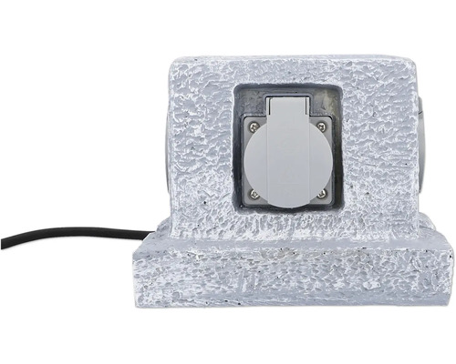 Aussensteckdose im Steindesign mit Kabel