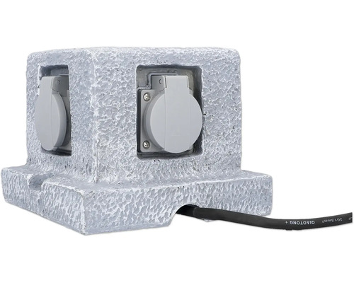 Doppelsteckdose in Steinoptik mit Stromkabel