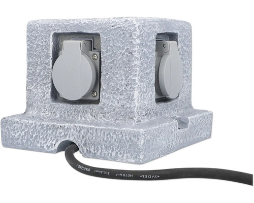 Aussensteckdose mit zwei Anschlüssen und Stromkabel