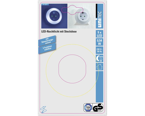 Unitec LED-Nachtlicht mit Steckdose