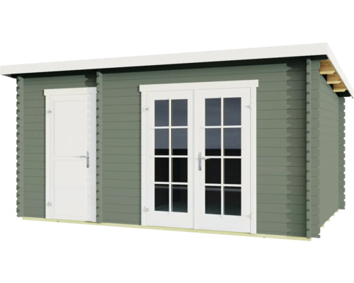 Gartenhaus aus Holz mit Doppeltür und Einzeltür