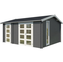 Gartenhaus aus Holz mit Fenstern und Doppeltür