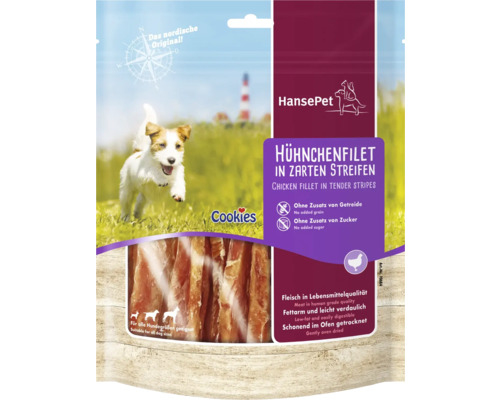 En-cas pour chiens, cookies bâtonnets de filets de poulet 200 g Hansepet Cookies Filet de poulet en fines lamelles convient aux chiens de toutes tailles
