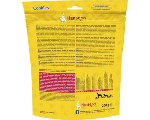 Hansepet biscuits pour chiens au canard pour chiens exigeants, 200 grammes