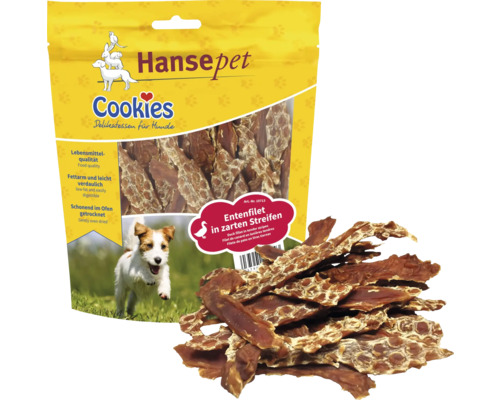 Friandises pour chiens Cookies Delikatess Filet de canard 200 g Hansepet Cookies friandise pour chien Filet de canard en lamelles dans l''emballage et en vrac