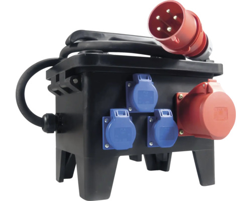 HEDI Stromverteiler 3x Steckdosen 250 V, 2x CEE-Steckdosen 400V/5x16A, 1x CEE-Steckdose 400V/5x32A, eingebaute Sicherungen + FI-Schutzschalter, 2 m Stromverteiler mit Starkstromstecker und mehreren Steckdosen