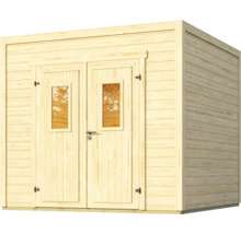 Abri de jardin en bois avec double porte et fenêtres