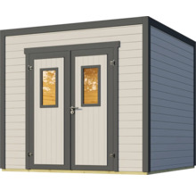 Holzgartenhaus mit Doppeltür und Fenstern