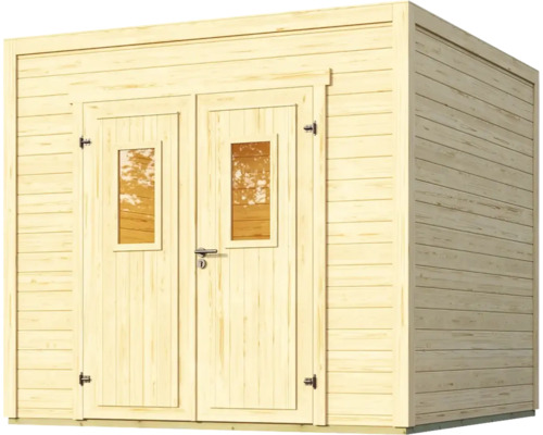 Abri de jardin en bois avec double porte et fenêtres