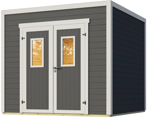 Gartenschuppen aus Holz mit Doppeltür und Fenstern