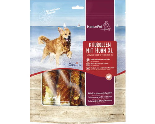 Hansepet Kaurollen mit Huhn XL, Hundesnack ohne Getreide und Zucker
