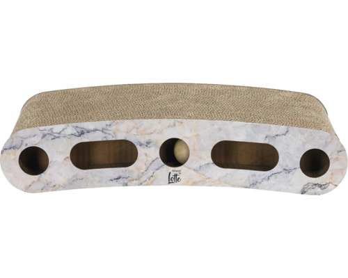 Planche à gratter pour chat avec balle de jeu et aspect marbre